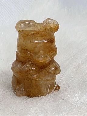 Golden Healer Winnie the Pooh Crystal Carving Mini Bear 1.38” Cute Collectible